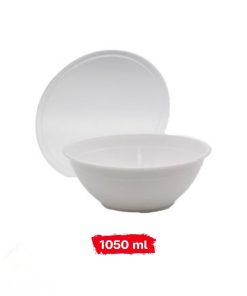 Take Away Container 'Bowl' 1050ml White Base With Lid (400 Set)